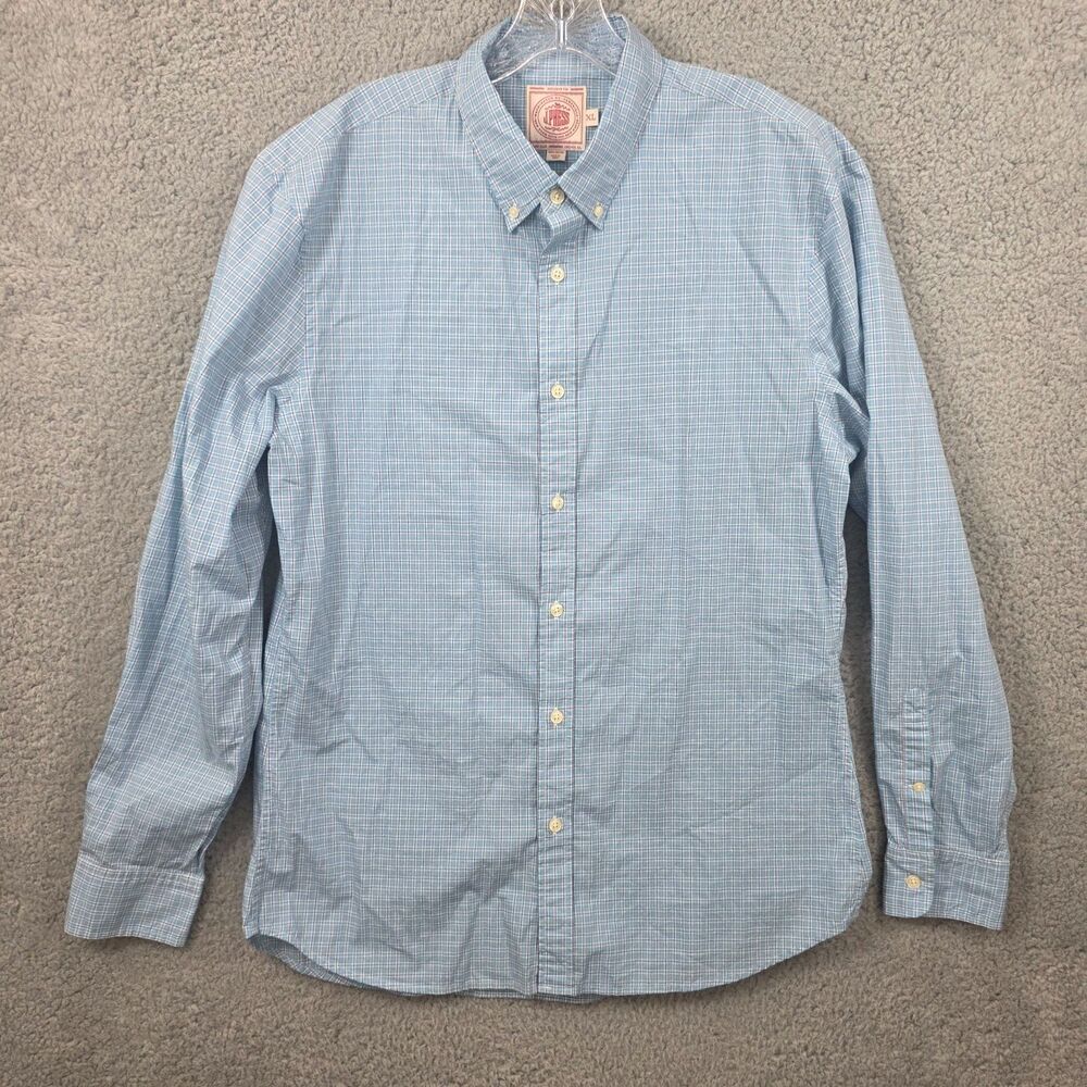 J Press Trunk Club Shirt Mens Blue Plaid Cotton Button Down Long Sleeve SIze XL